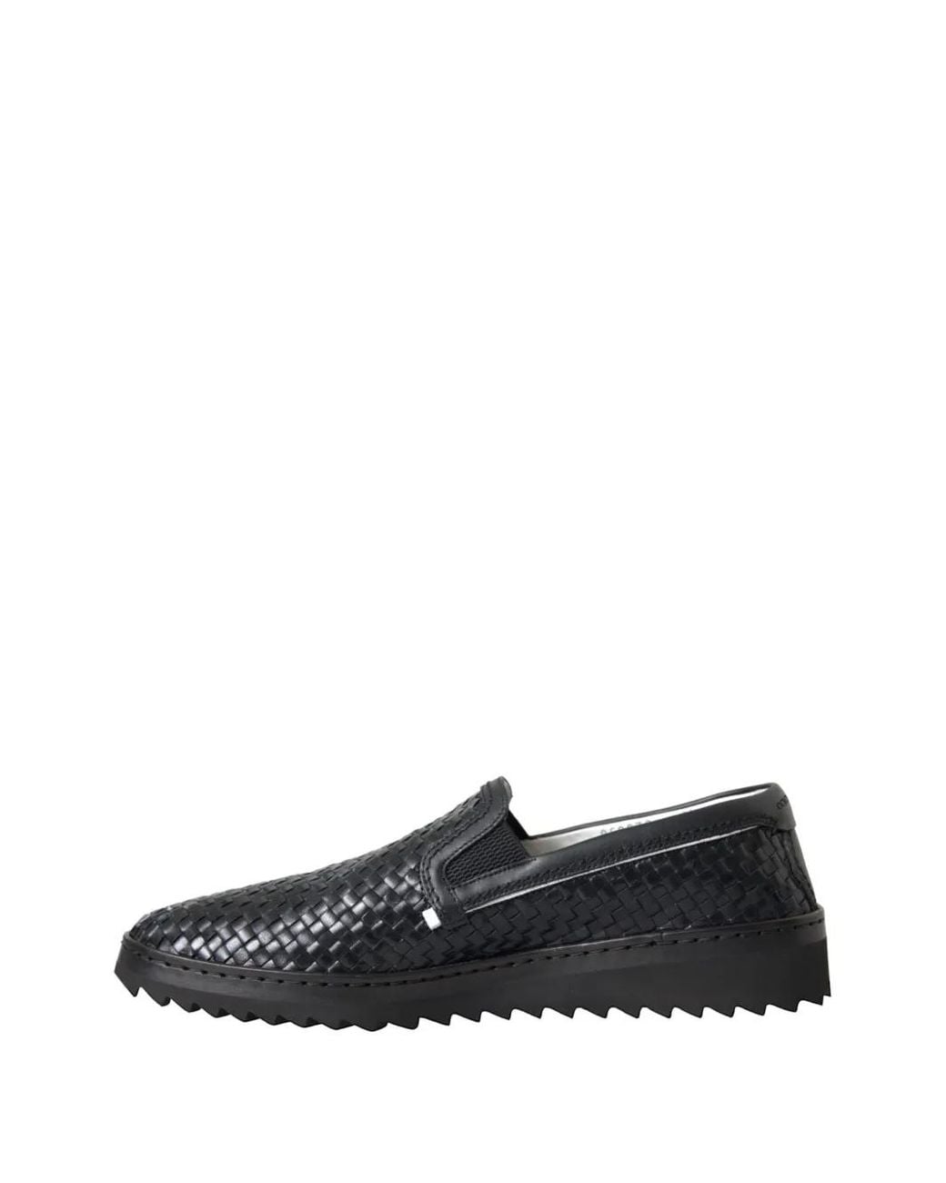 Dolce & Gabbana Black Woven Leather Loafers for men
