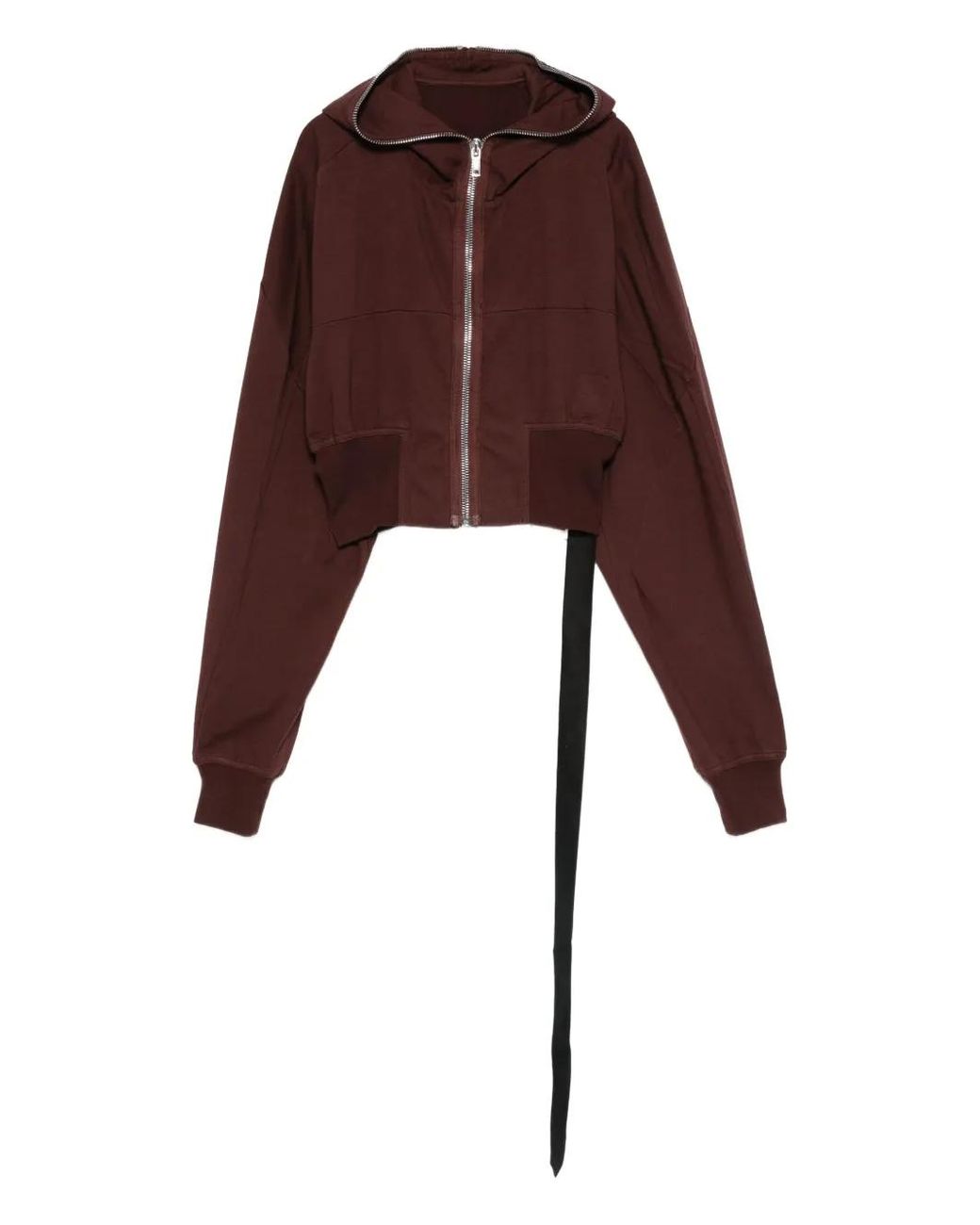 Rick Owens Brown Cropped Hoodie