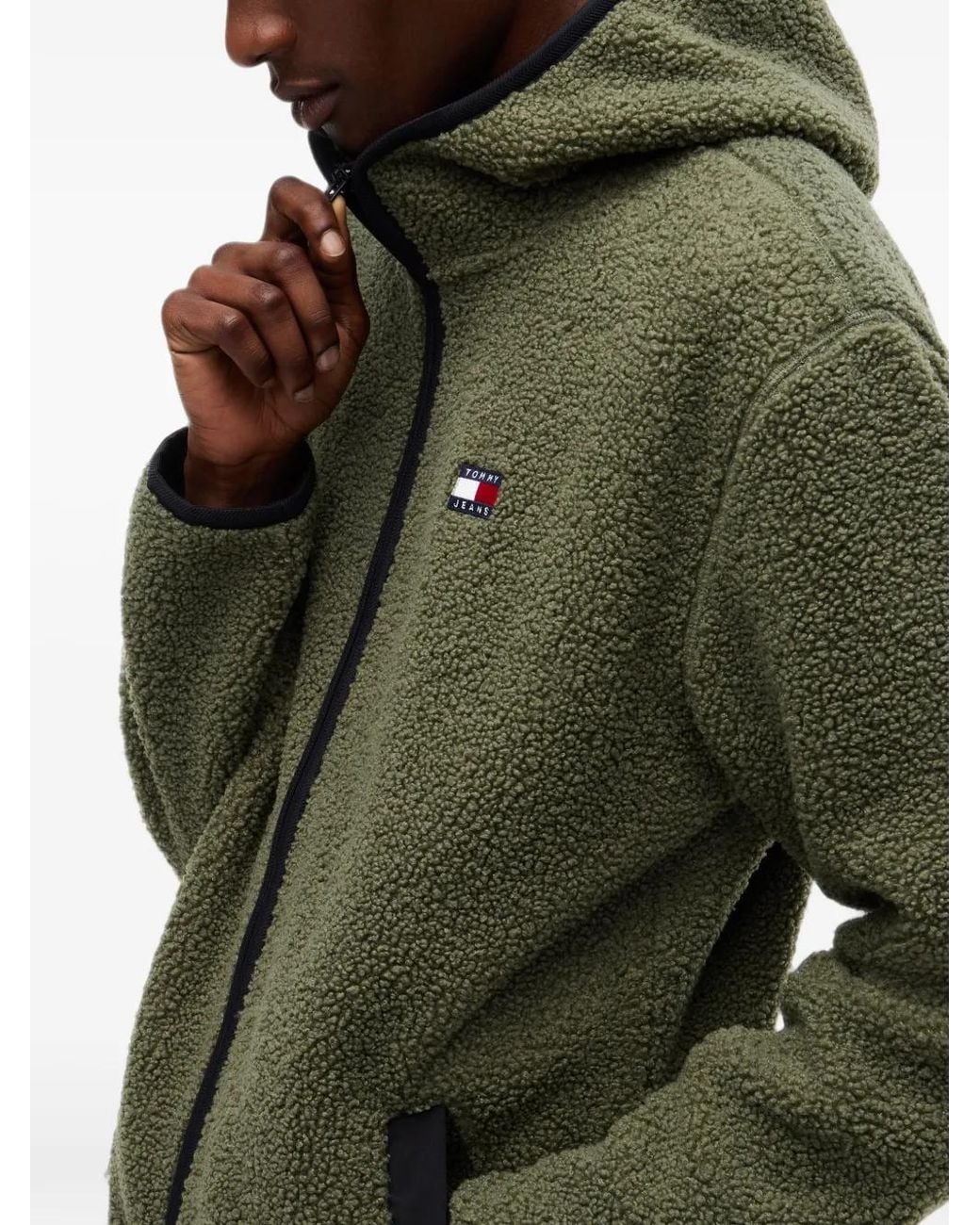 Tommy Hilfiger Green Badge Logo-Patch Hooded Jacket for men