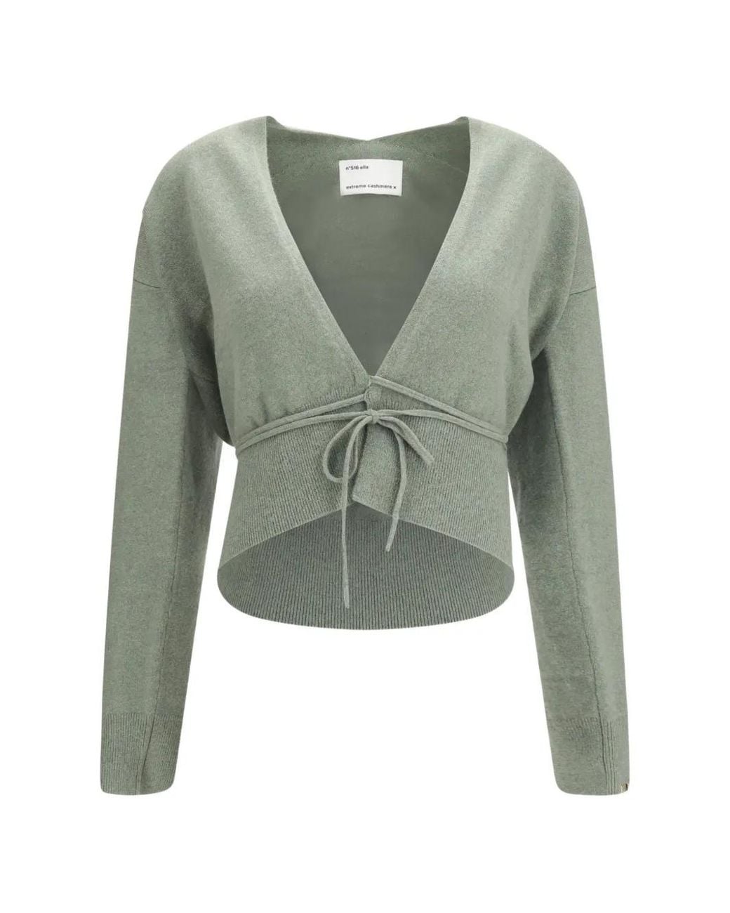 Extreme Cashmere Green Ella Cropped Wrap Cardigan