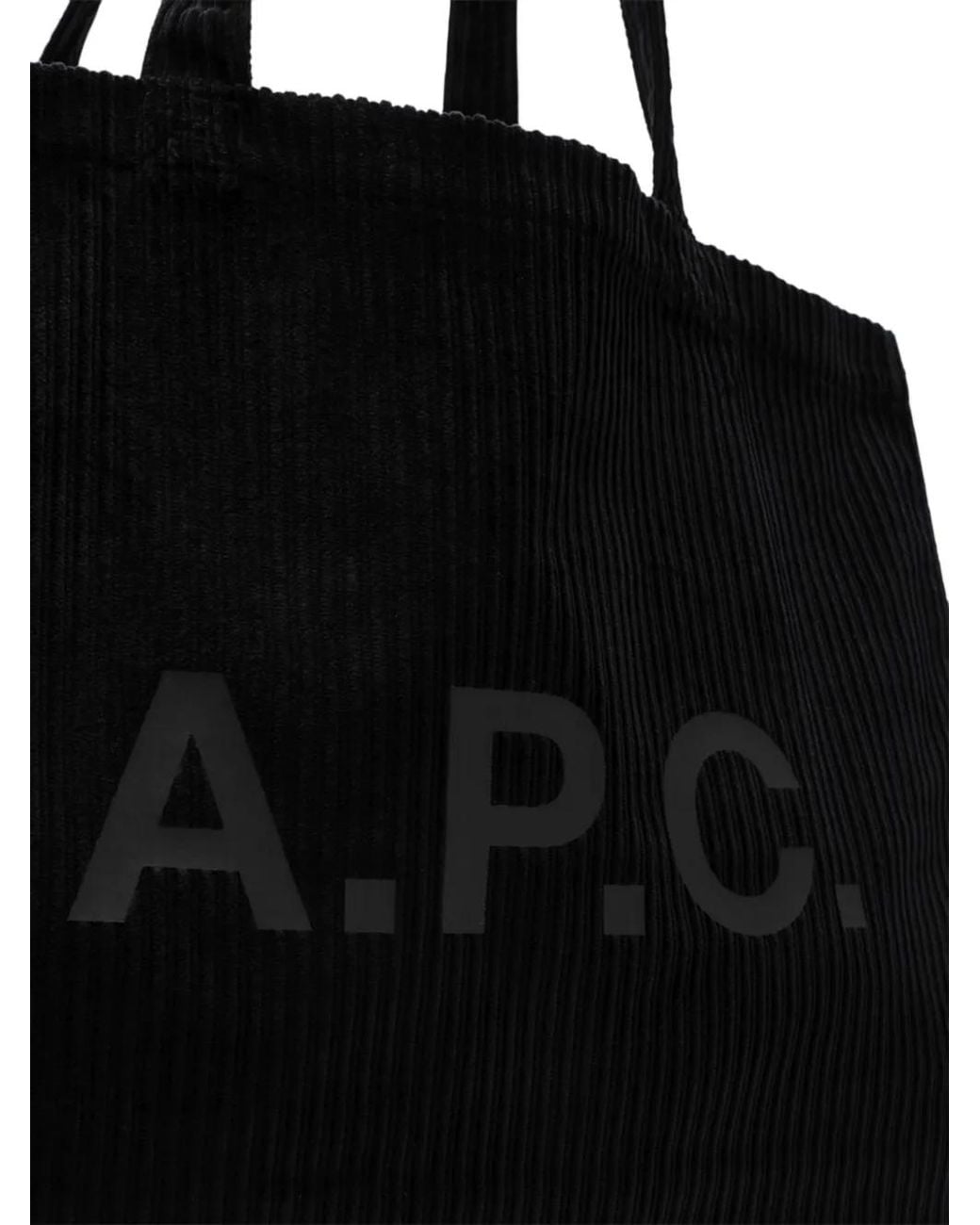 A.P.C. Black Sac Cabas En Velours Côtelé À Logo Imprimé