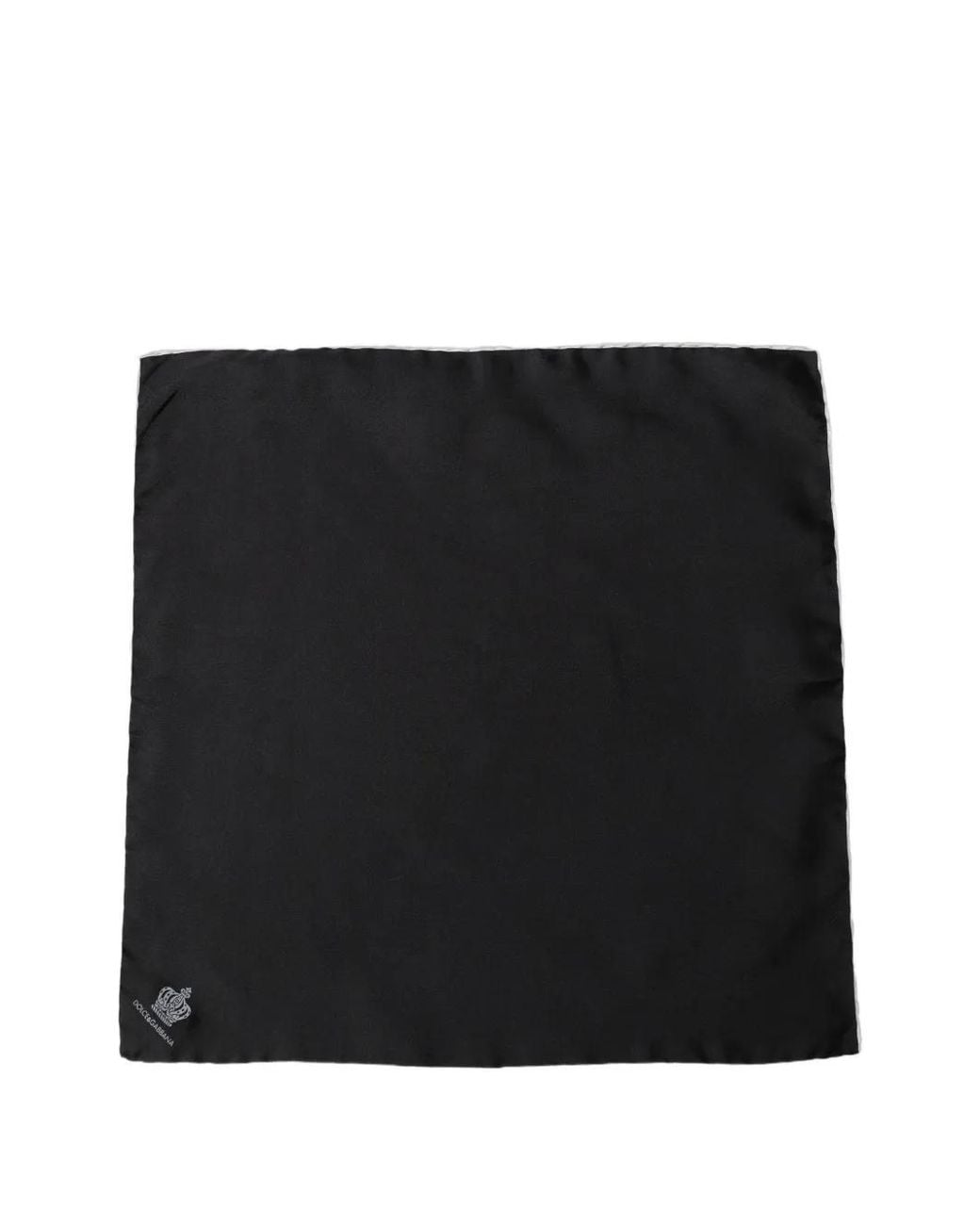 Dolce & Gabbana Black Crown-Print Pocket Square for men