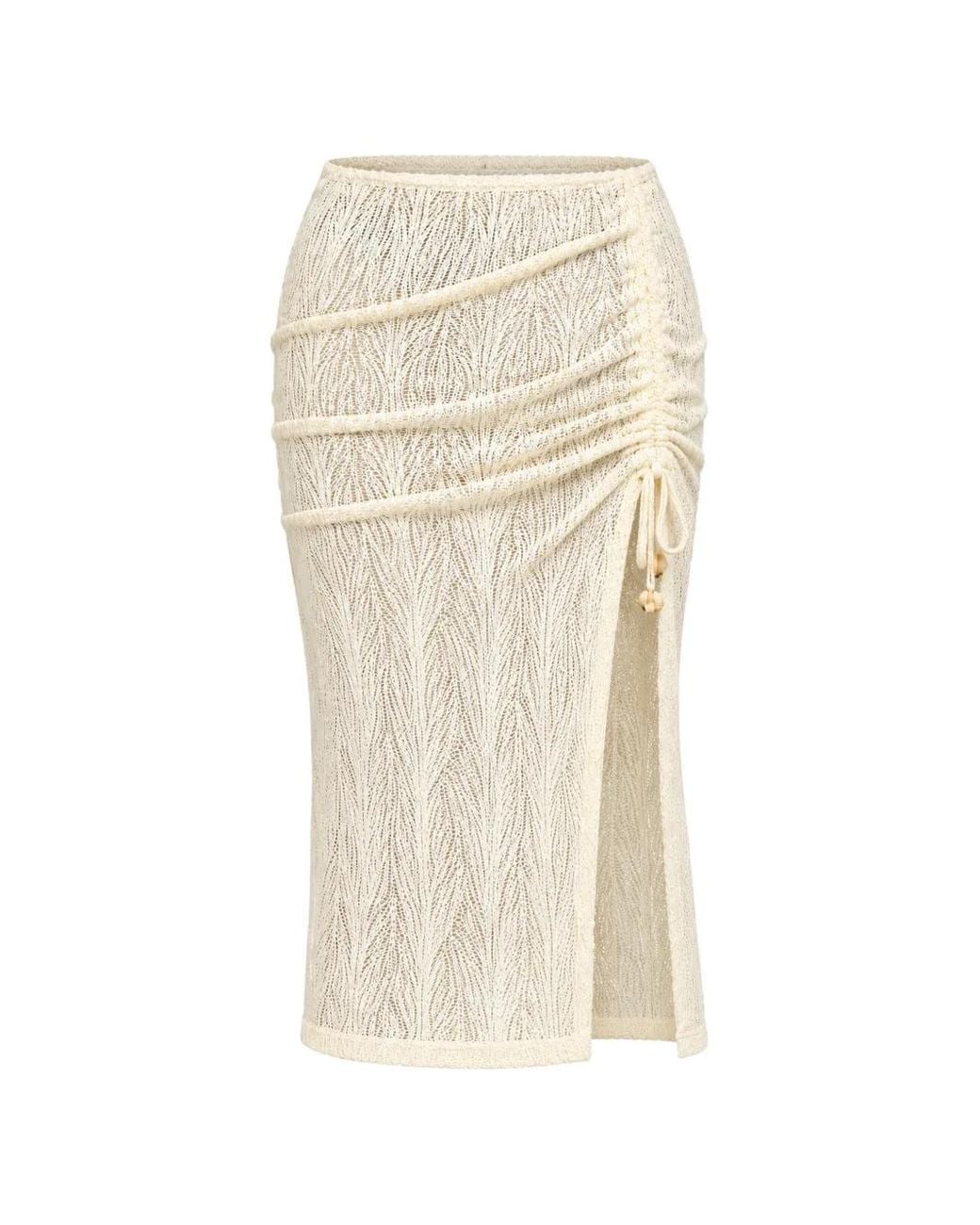Banana Moon Natural Selian Beachsoul Crochet-Knit Drawstring Midi Skirt