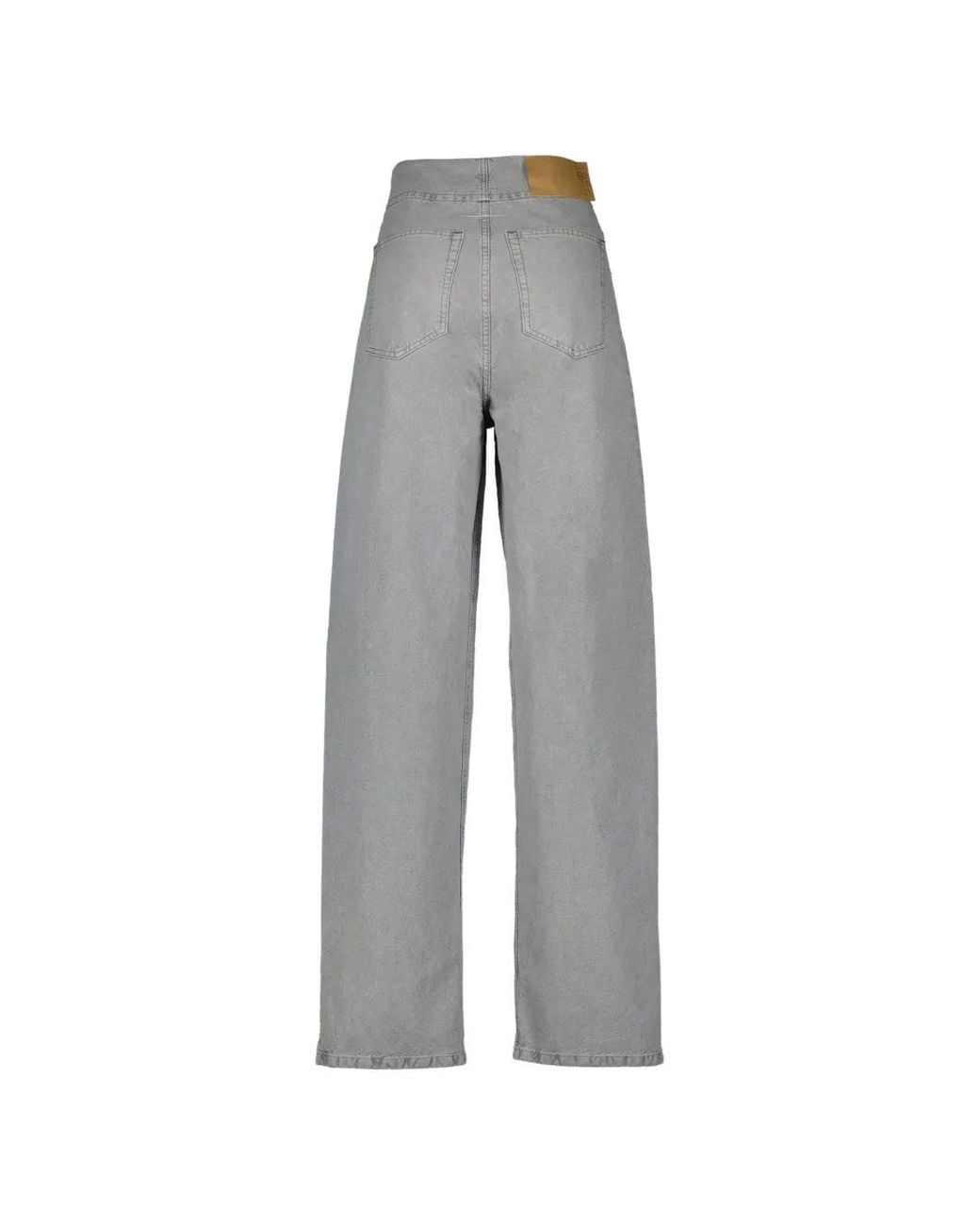 MM6 by Maison Margiela Gray Buttoned Leather-Patch Jeans