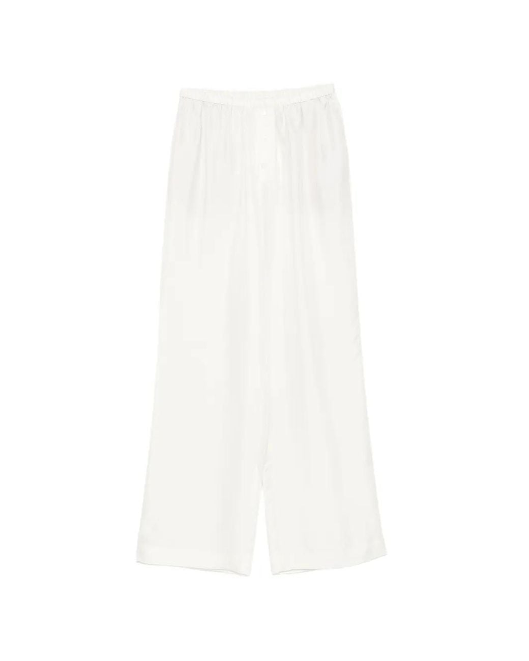 Rohe Zijden Ruimvallende Broek in het White