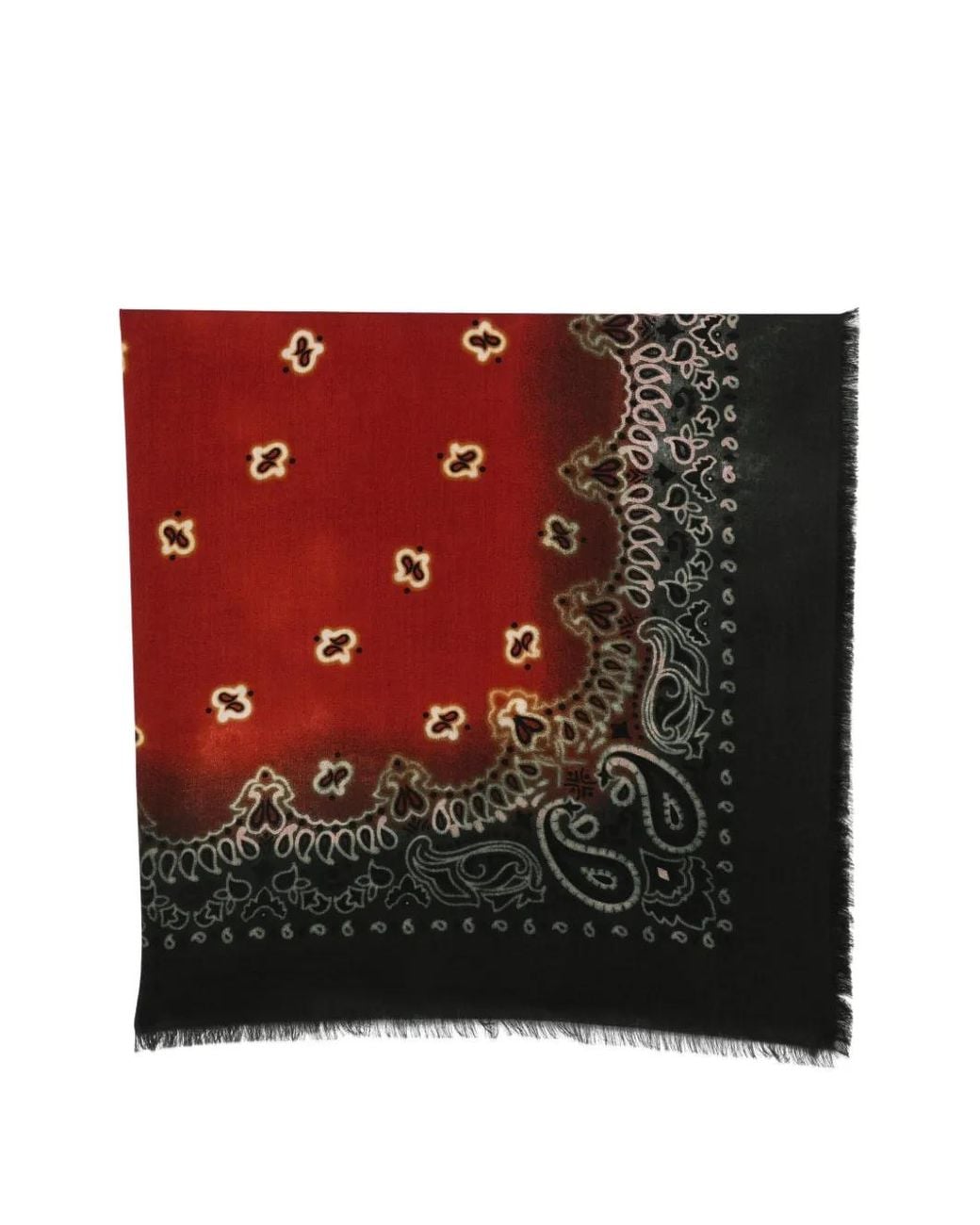 Destin Red Paisley-Print Frayed Scarf