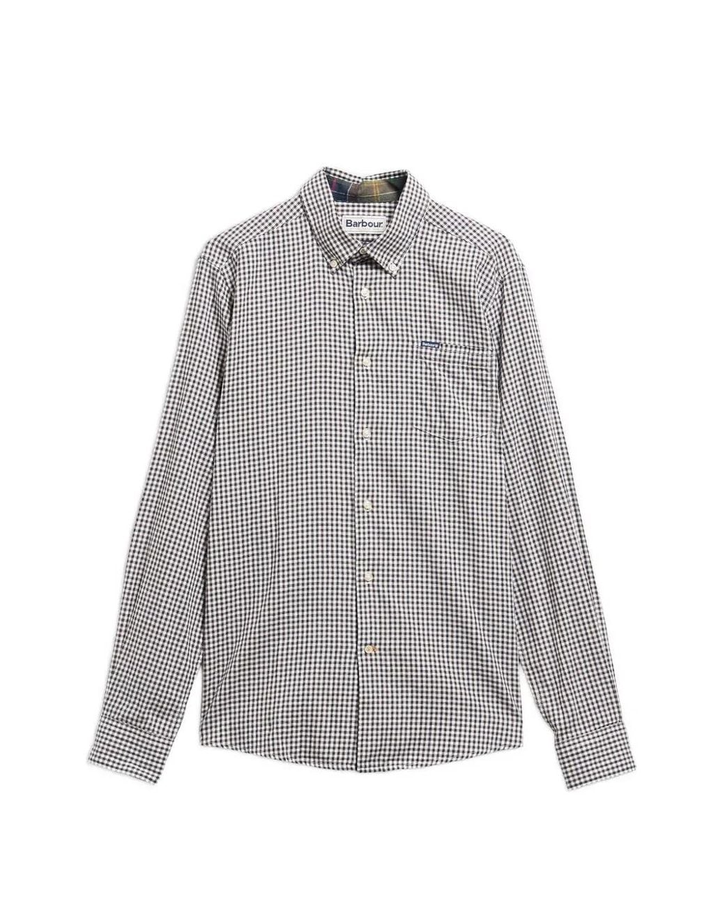 Barbour Gray Padshaw Gingham Check Button-Down Shirt for men
