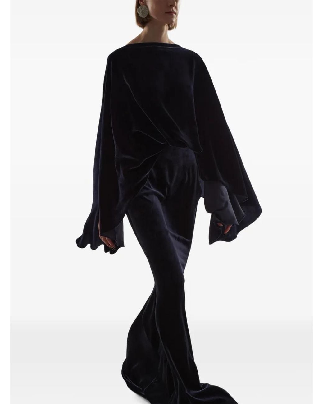 Taller Marmo Blue Musidora Velvet Maxi Gown