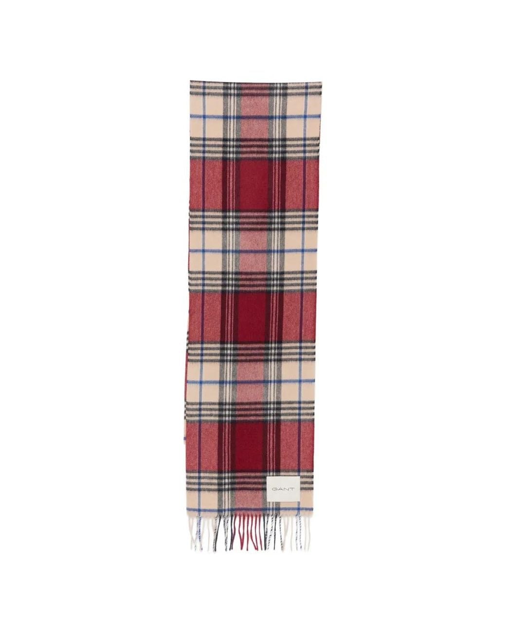 Gant Red Checked Fringed Scarf for men