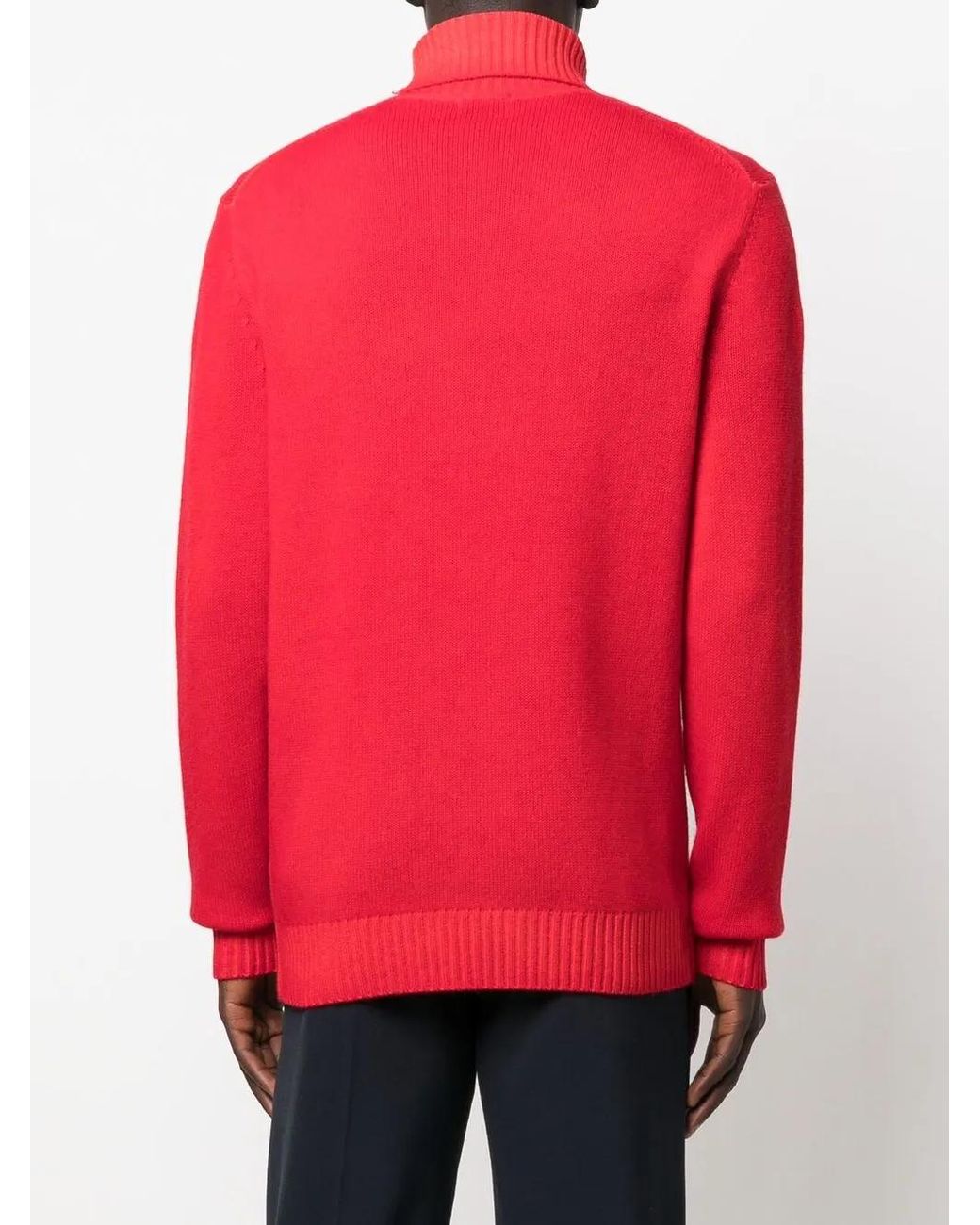 Malo Red Fine-Knit Rollneck Jumper for men