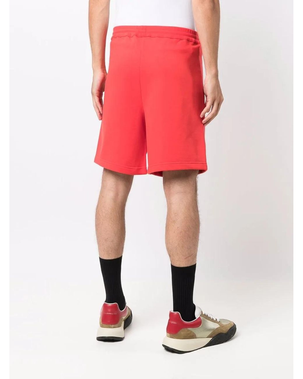 Helmut Lang Red Logo-Detail Track Shorts for men