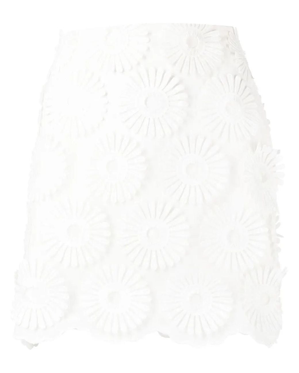 Elie Saab White Floral-Embroidered Miniskirt