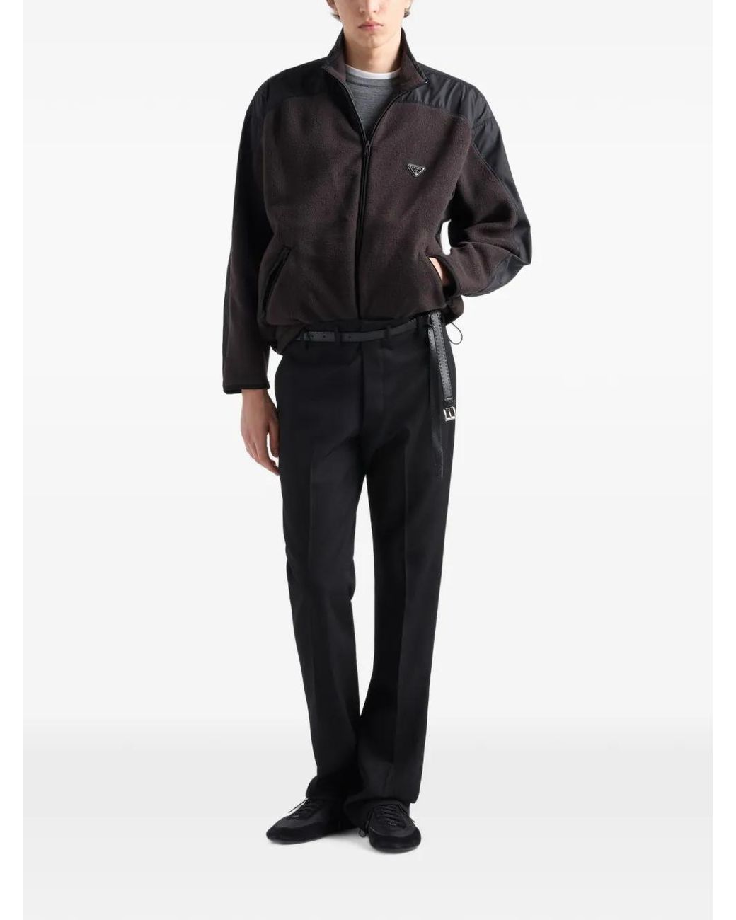 Prada Black Triangle-Logo Jacket for men