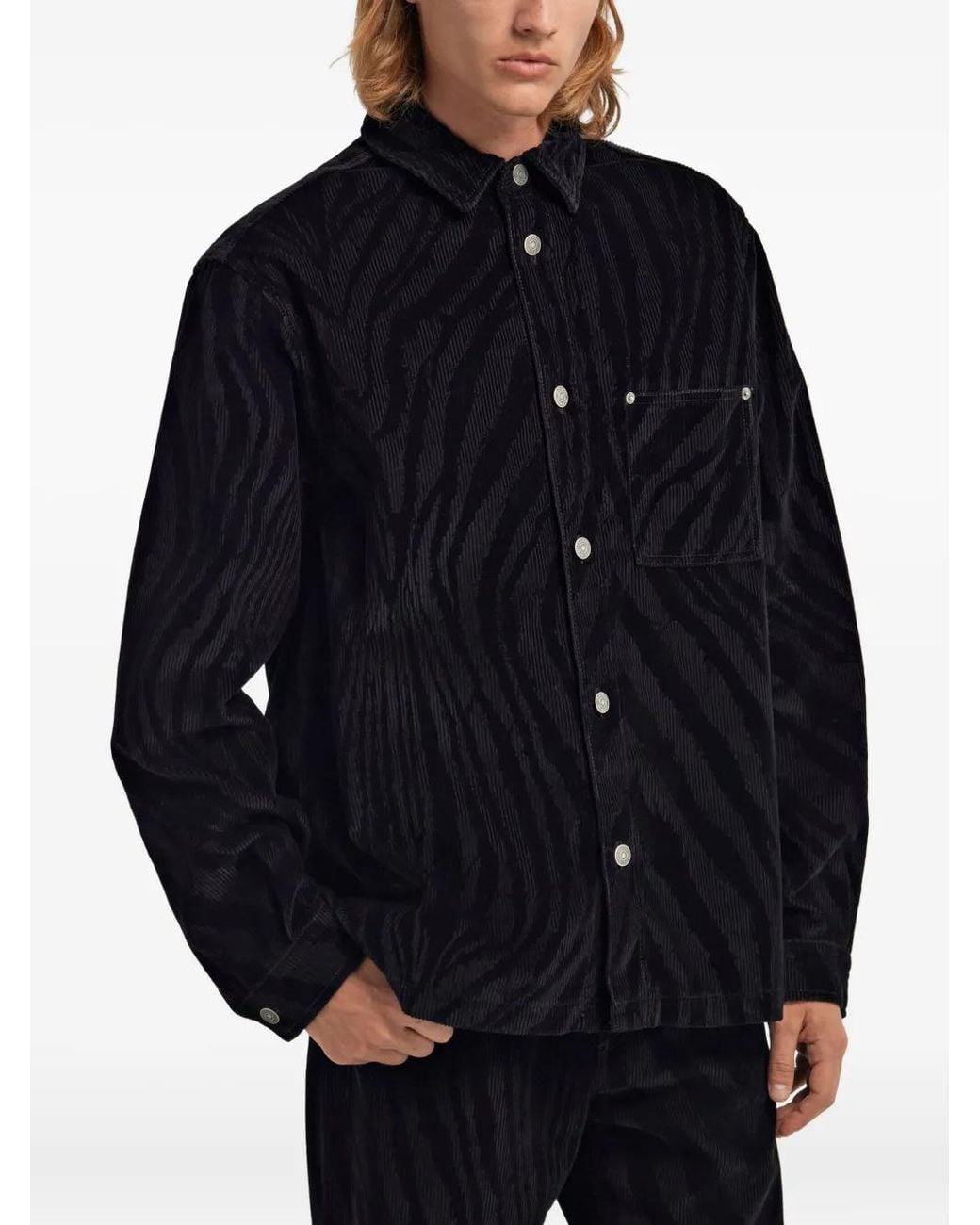 Roberto Cavalli Blue Zebra-Print Shirt for men