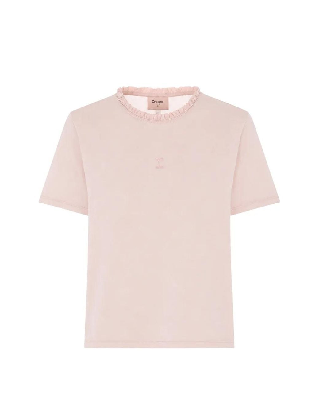 Repetto Pink T-Shirt Volanté À Logo Brodé