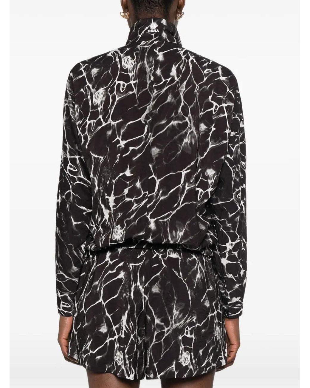 Deha Black Abstract-Print Zip-Up Jacket