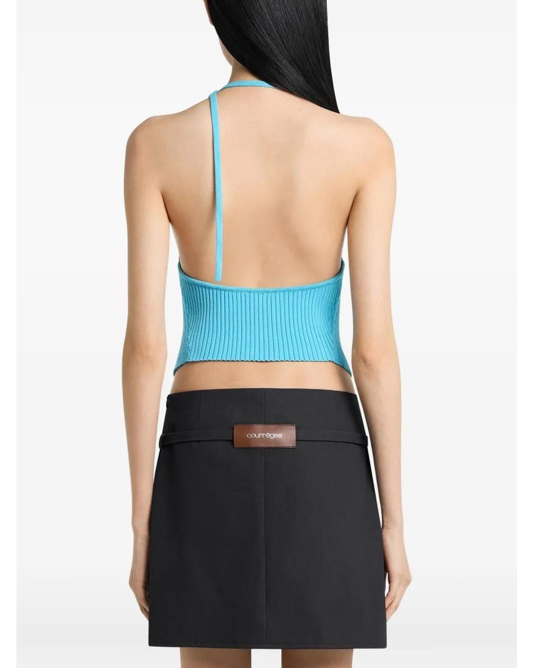 Courreges Blue Pointy Rib Knit Top