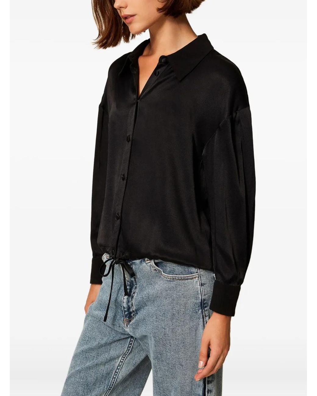 Camisa Con Cordones Y Botones Twinset de color Black