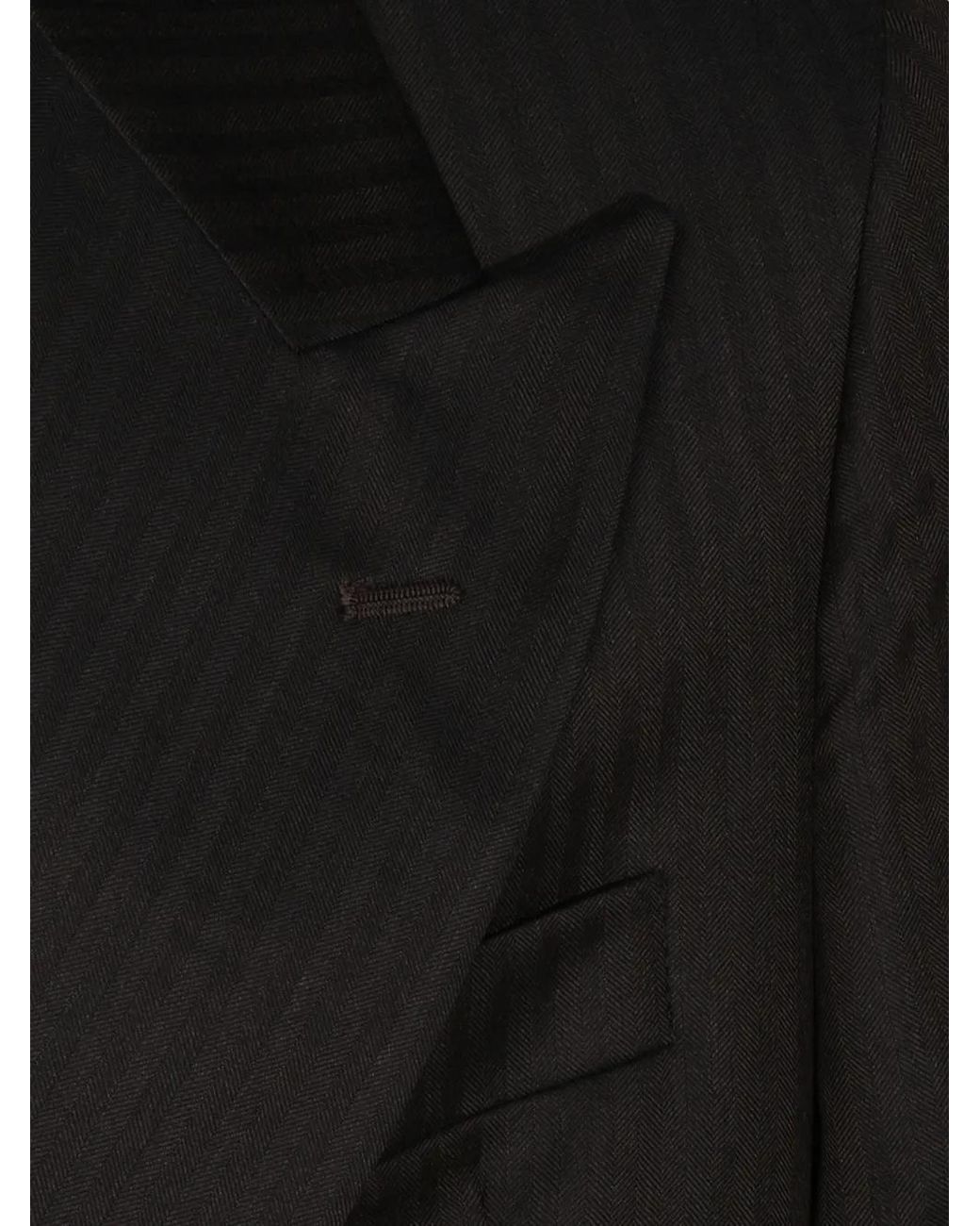 época Black Double-Breasted Herringbone Suit for men