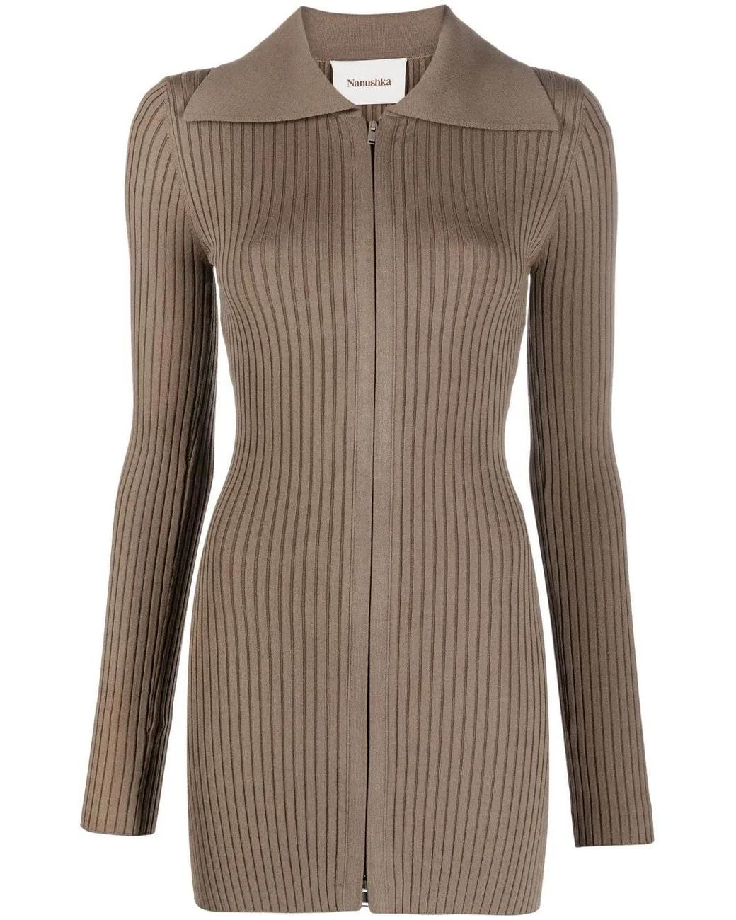 Nanushka Brown Ribbed-Knit Top