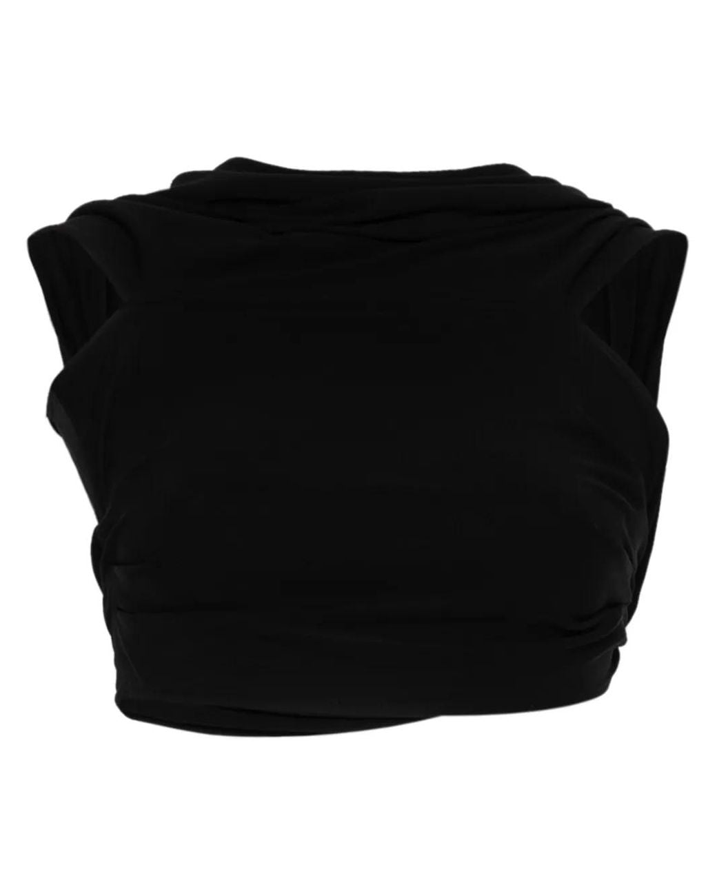 Casablanca Black Draped Cropped Top