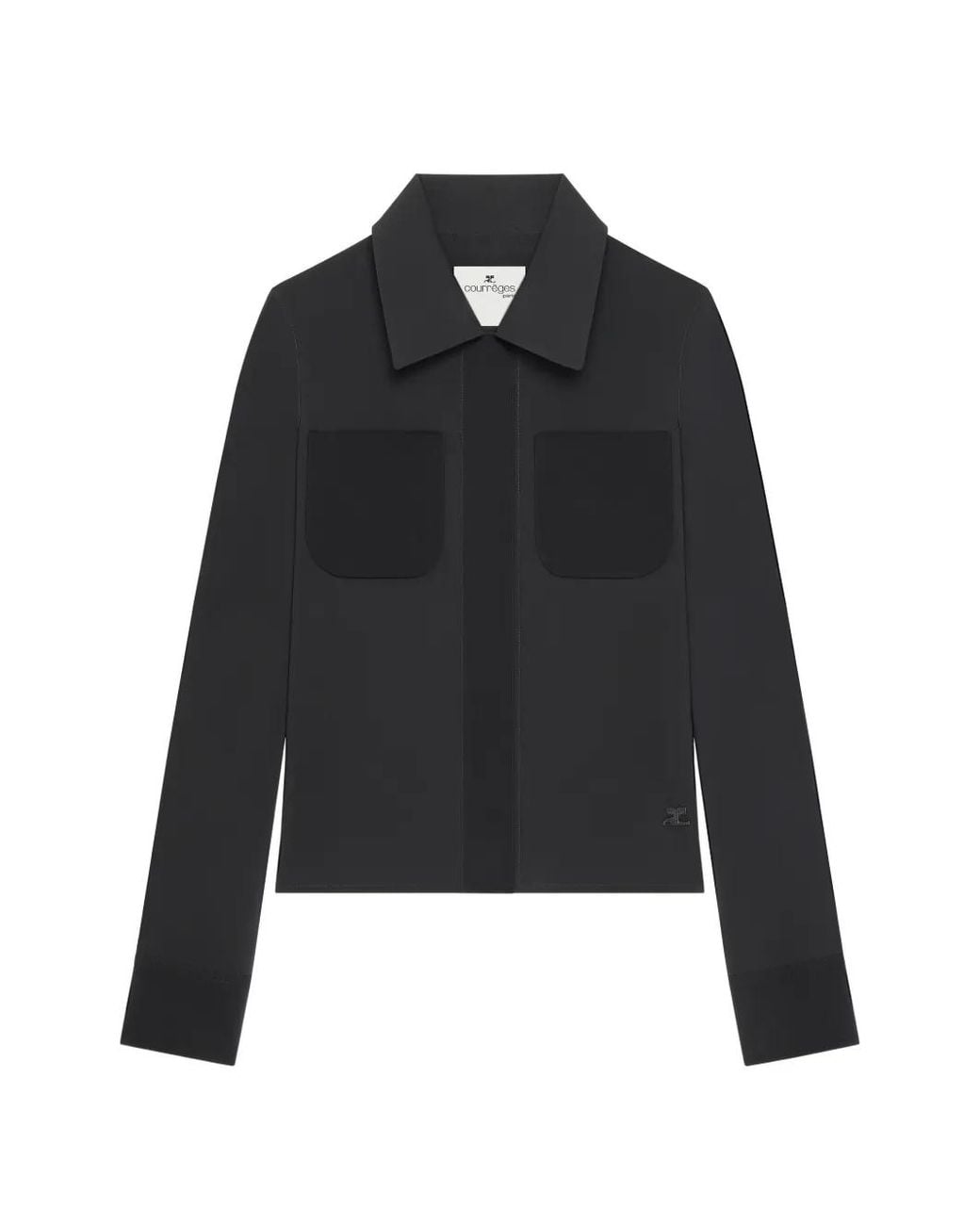 Courreges Black Patch-Pocket Classic-Collar Shirt