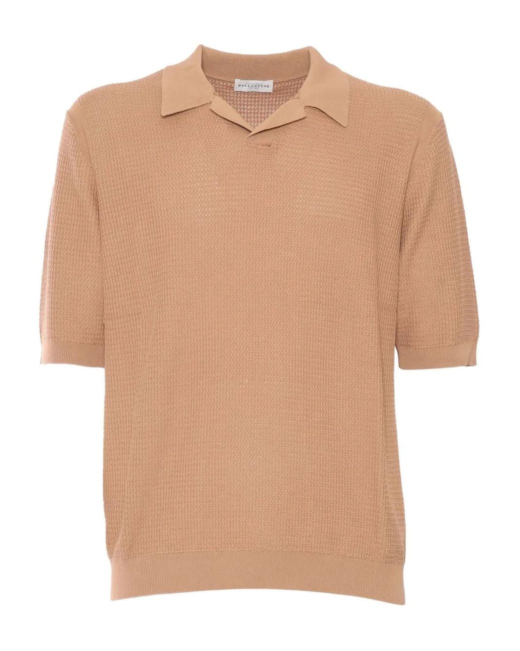 Ballantyne Natural Waffle-Knit Polo Shirt for men