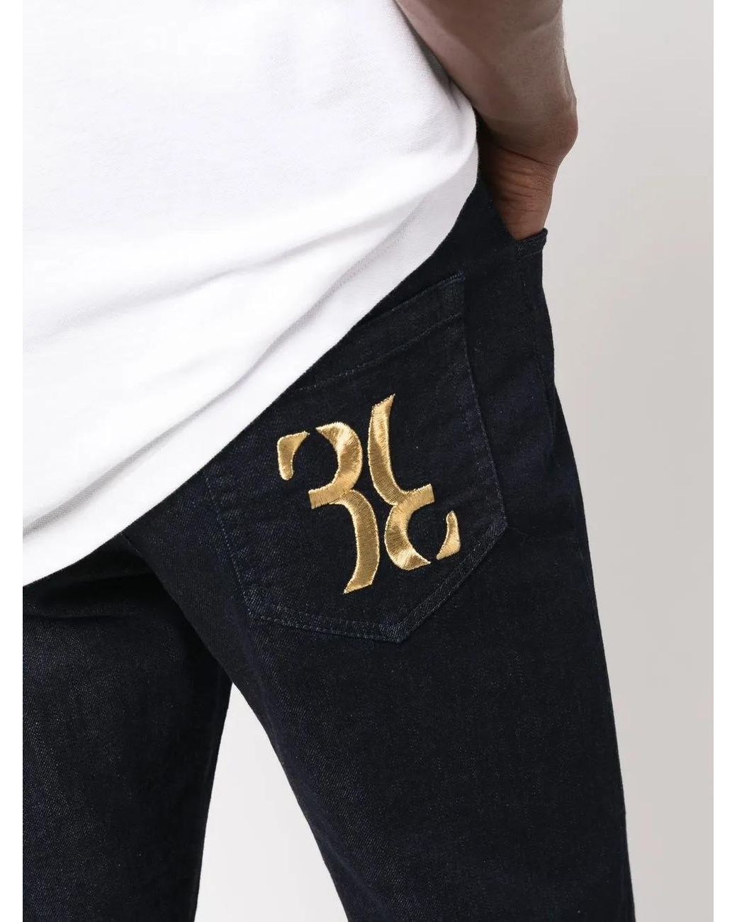 Billionaire Blue Logo-Embroidered Bootcut Jeans for men