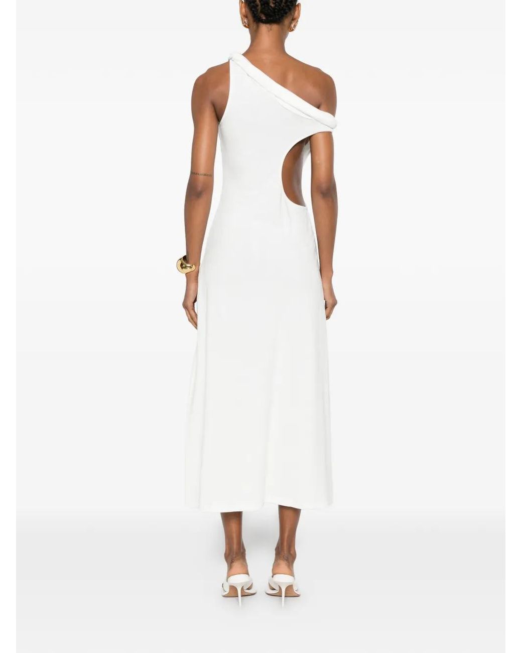 Christopher Esber White Rolled Up Cutaway Tank Dress