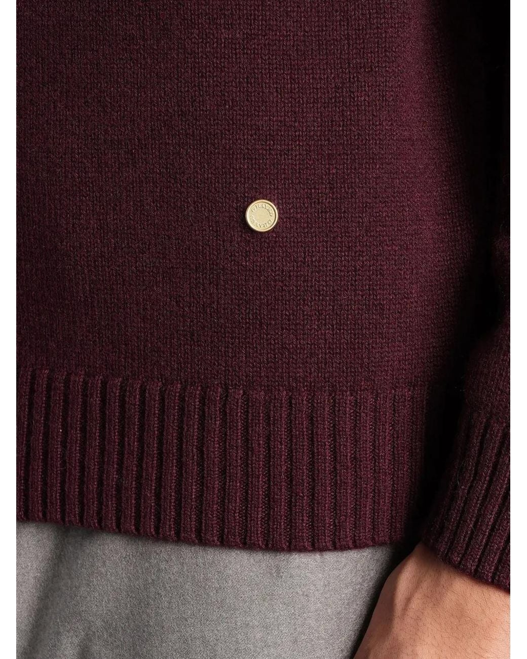 Grayed Purple Ribbed-Trim Sweater for men