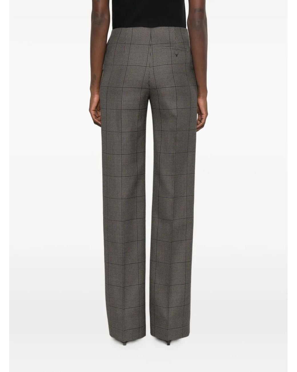 Mugler Gray Check-Pattern Trousers