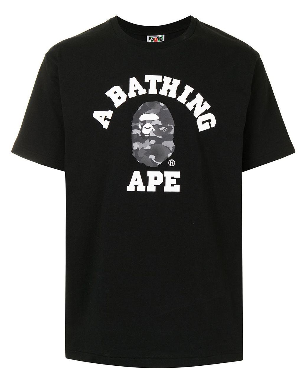 A Bathing Ape Ape Face Logo Print Cotton T-shirt in Black for Men - Lyst