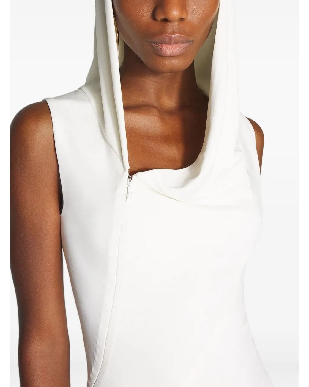 Mugler White Hooded Maxi Dress