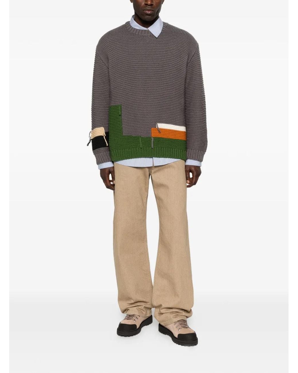 YMC Gray Patchwork Sweater for men