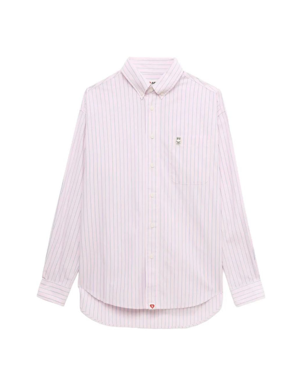 AAPE BY A BATHING AP Pink Baby Doppy Striped Cotton Shirt