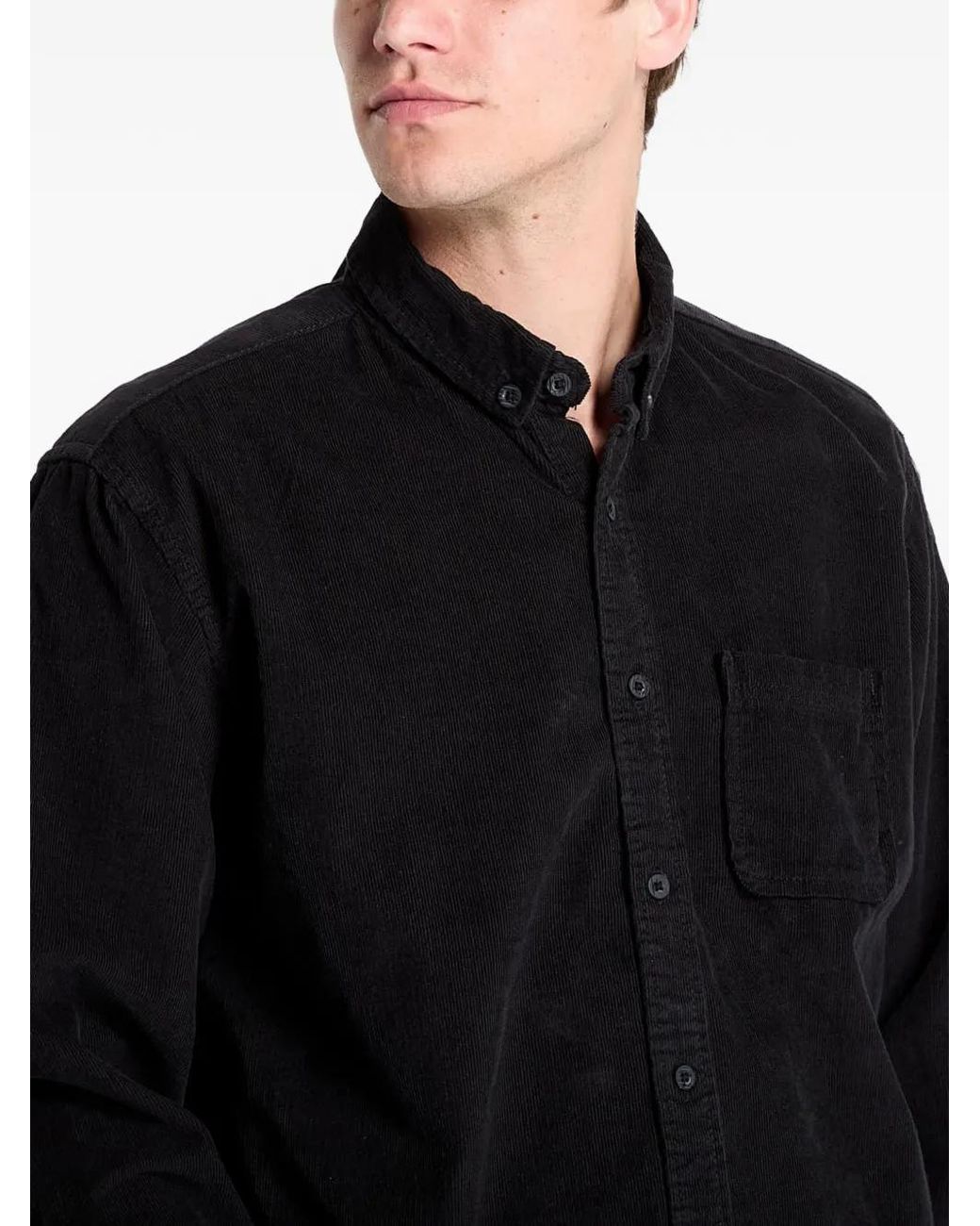 Urban Classics Black Corduroy Button-Down Shirt for men