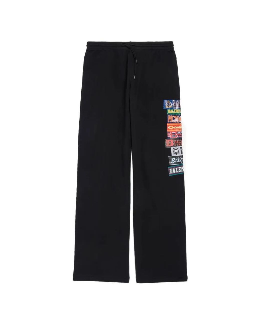Balenciaga Black Logo-Patch Drawstring Track Pants for men