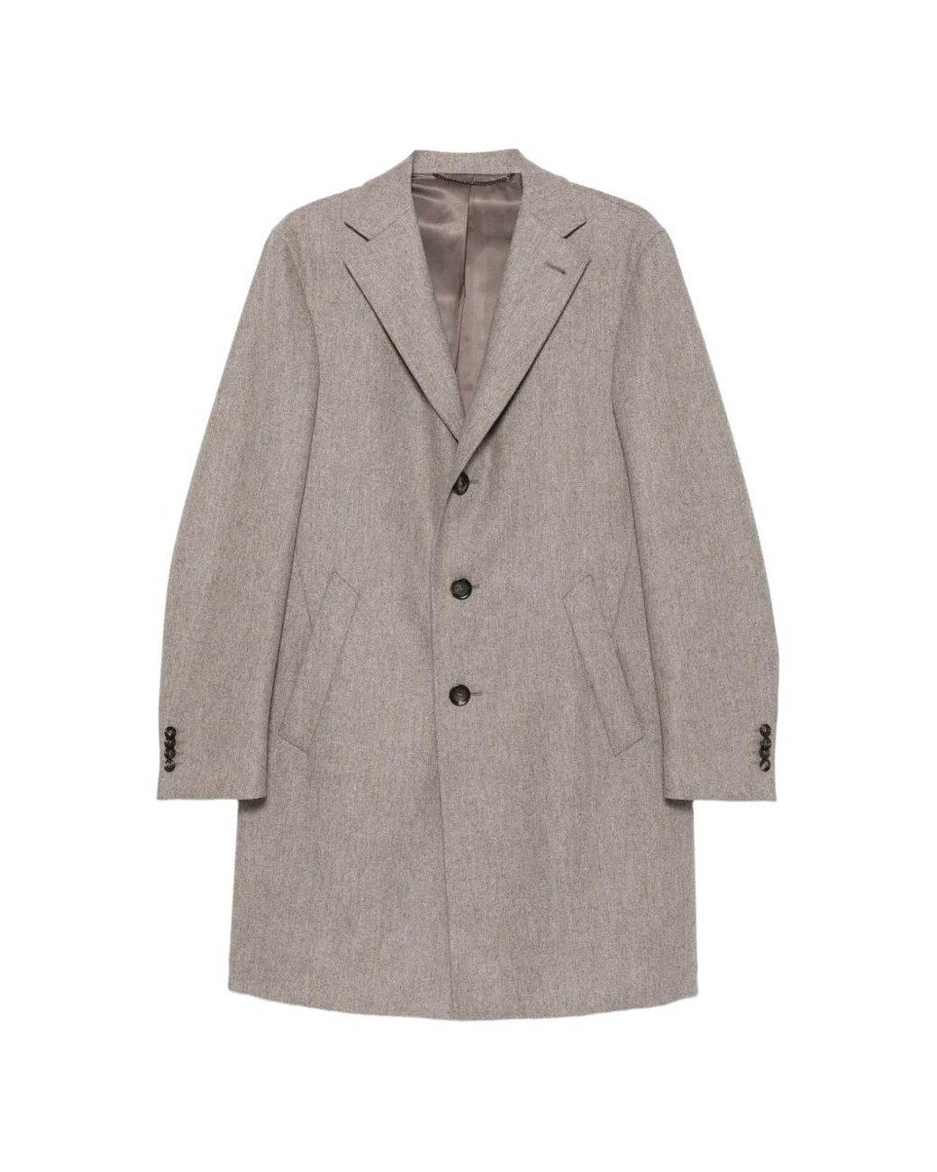 Canali Gray Single-Breasted Notch-Lapel Coat for men