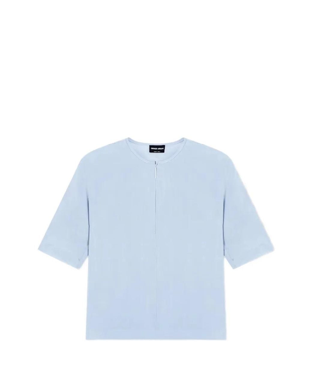 Giorgio Armani Blue Zip-Fastening Short-Sleeve Blouse