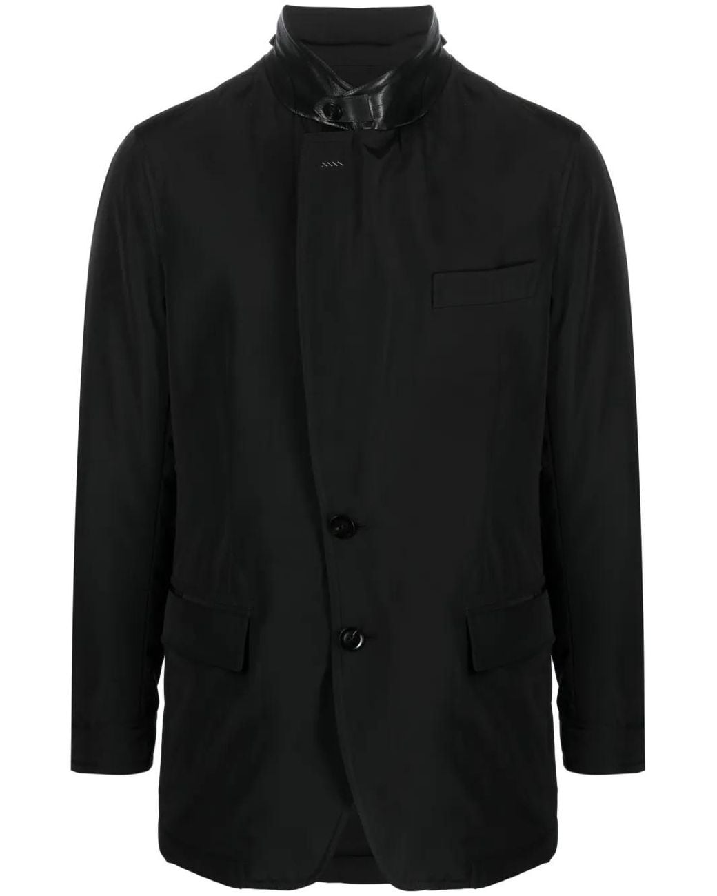Tom Ford Black Leather-Trim Single-Breasted Blazer for men