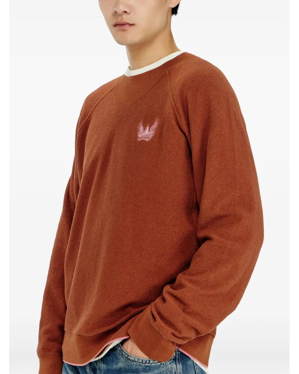 DIESEL Orange Bouclé-Knit Sweater for men