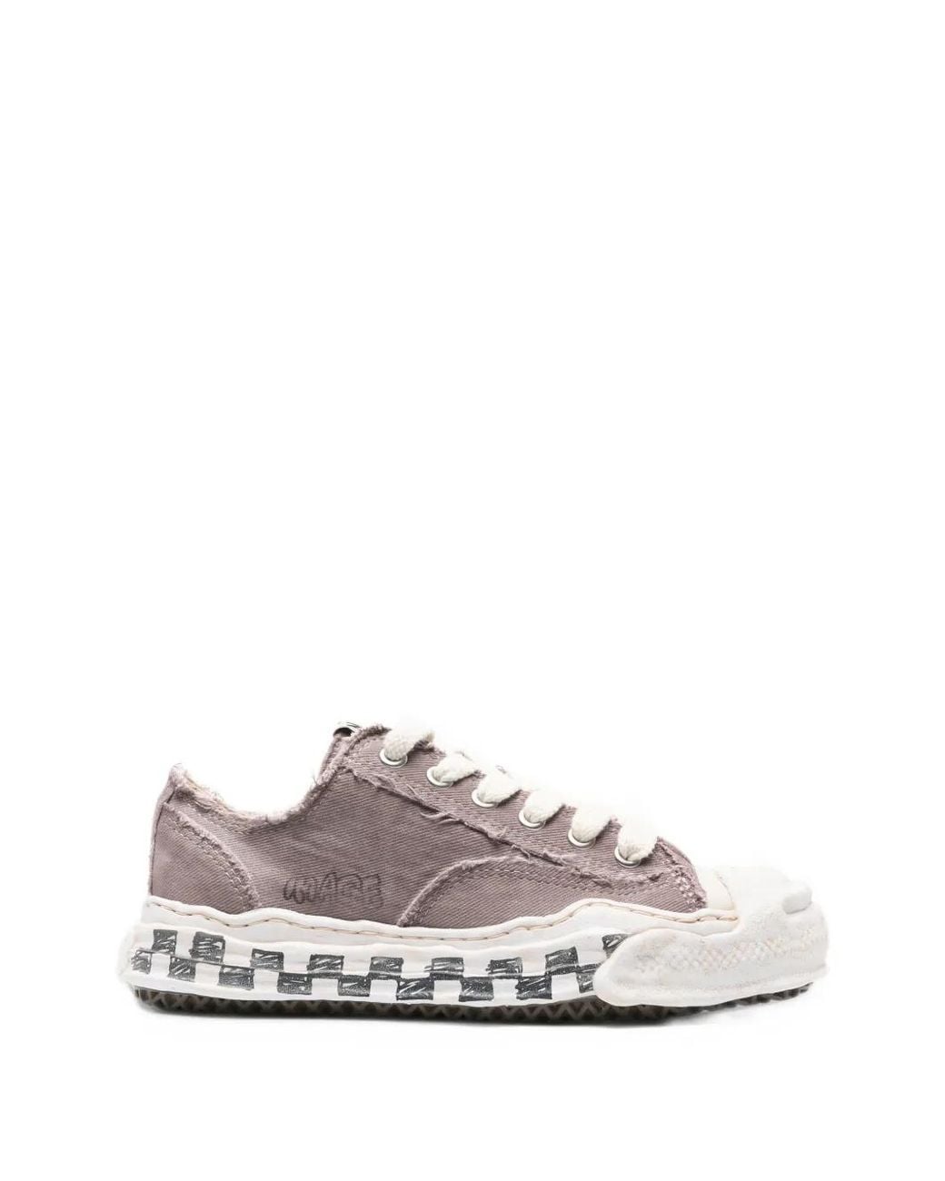 Maison Mihara Yasuhiro White Hank Og Graffiti Check Sole Canvas Low-Top Sneakers