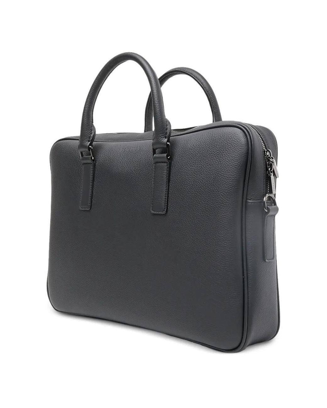 Peserico Black Grained Leather Briefcase for men