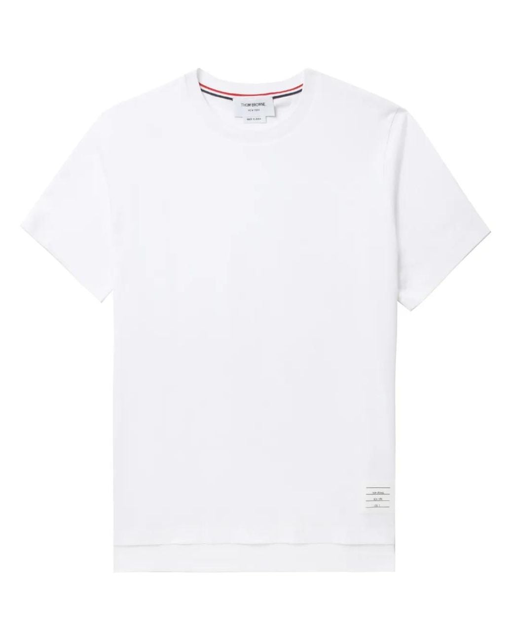 Thom Browne White Side-Slit Relaxed Cotton Tee for men