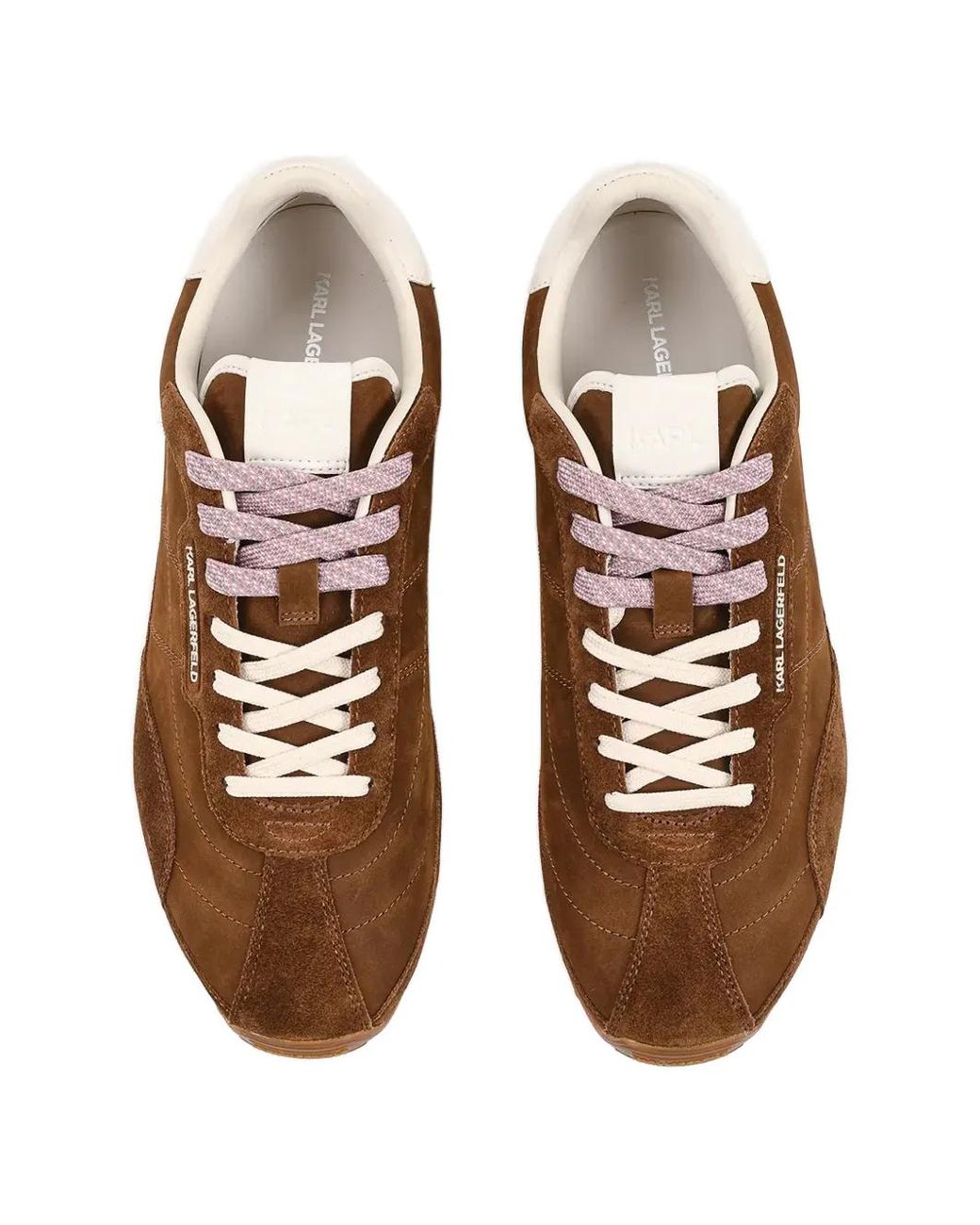 Karl Lagerfeld Brown Suede-Panelled Logo-Detail Sneakers for men