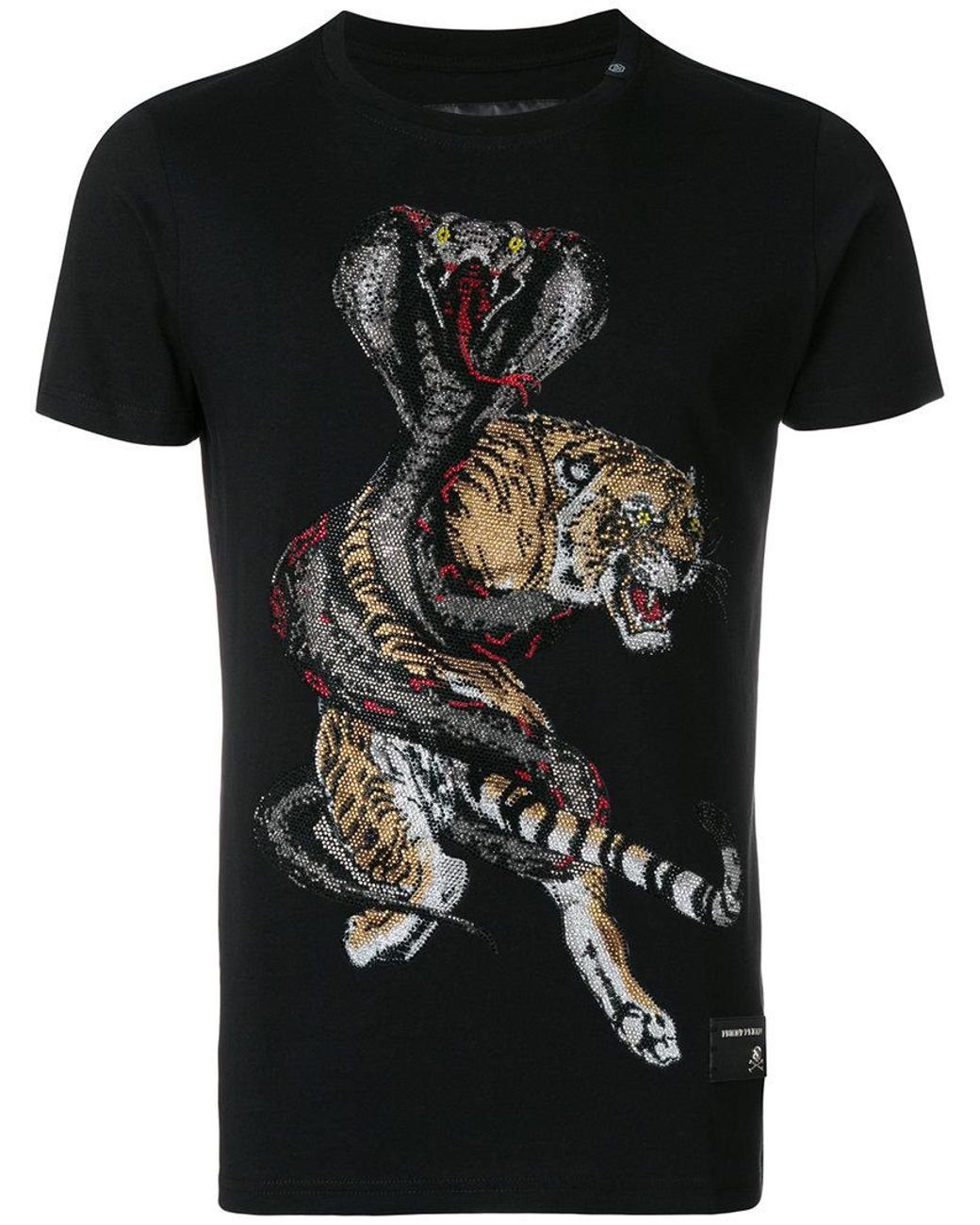 Camiseta con motivo de serpiente y tigre Philipp Plein de hombre de color  Negro | Lyst