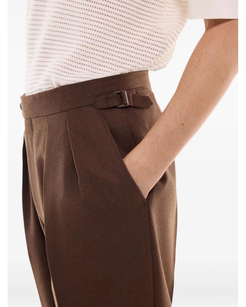 Fursac Brown Pleated Wide-Leg Trousers for men