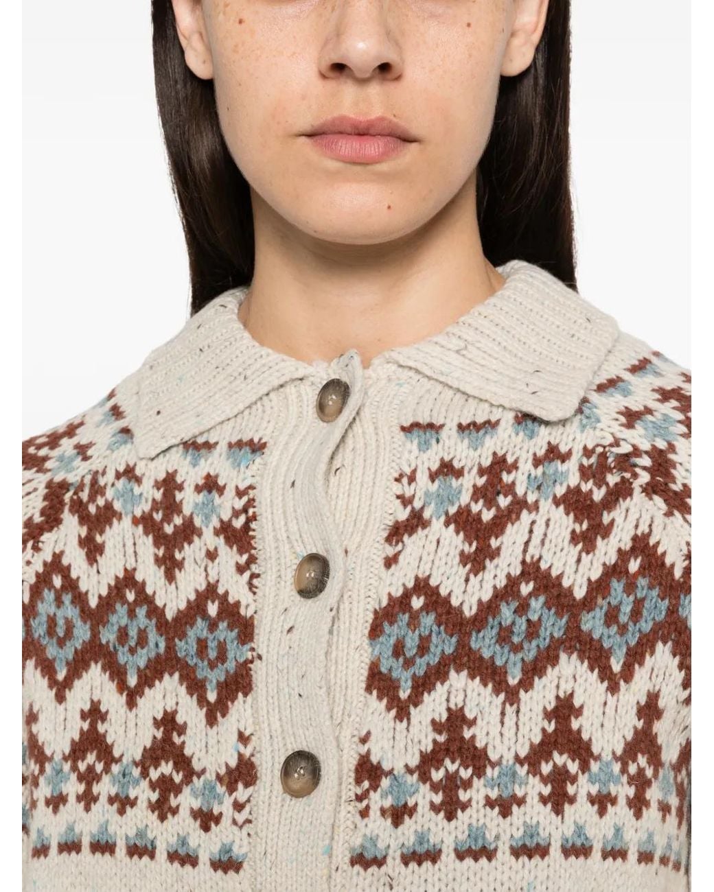 Mc2 Saint Barth Natural Cardigan En Maille Fair Isle