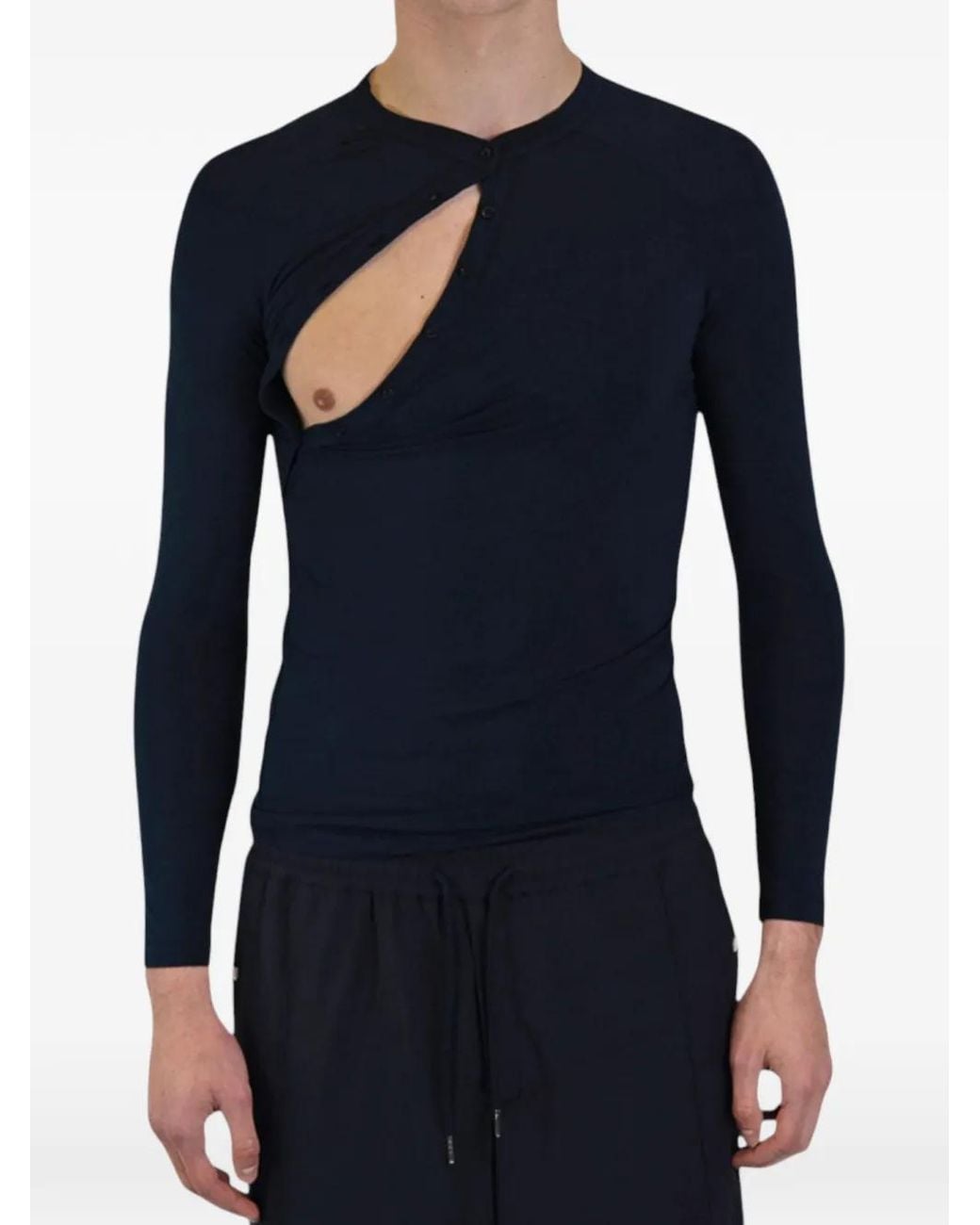 Saul Nash Blue Cut-Out Long-Sleeve T-Shirt