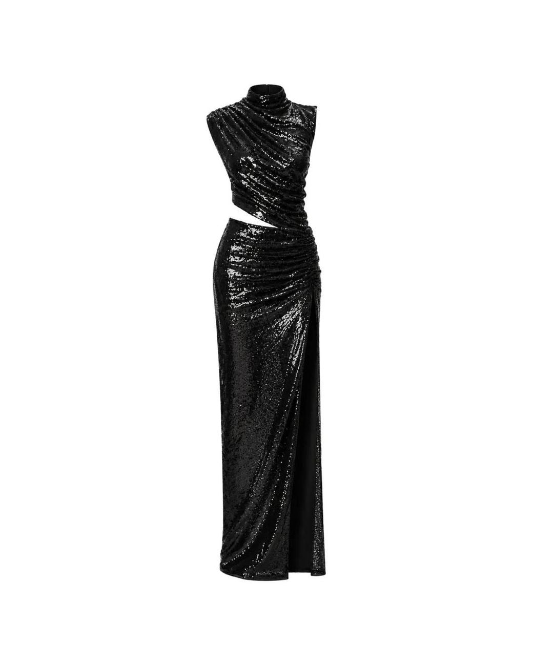Amazuìn Black Leo Sequins Embellished Cut-Out Maxi Dress